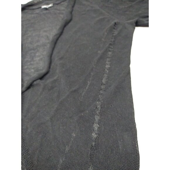 Eileen Fisher Sweater L Black Linen Blend Shrug Wrap Loose Knit Open Cardigan - Picture 2 of 8